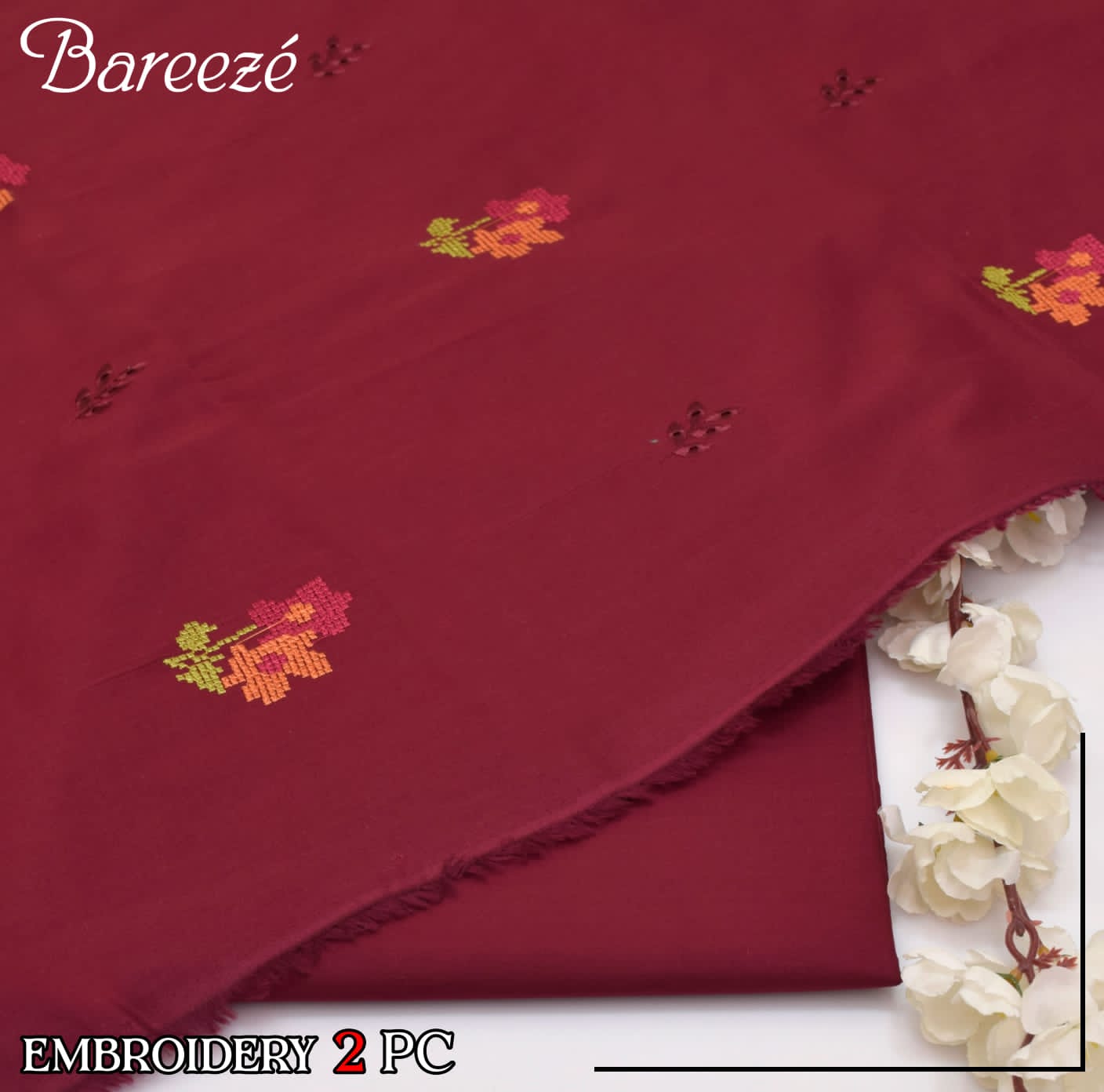 BAREEZE PURE LAWN 2PC EMBROIDERED